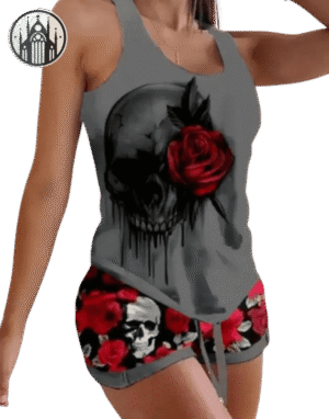 Pyjama Gothique Crâne Polyester Femme — Univers Gothique