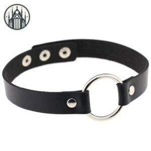 Collier Gothique Anneaux Cuir — Univers Gothique