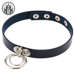 Collier Gothique Double Anneaux Cuir — Univers Gothique