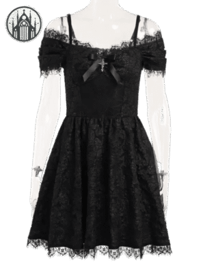 Robe Babydoll Dentelle Florale Croix — Univers Gothique