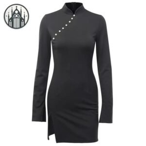 Robe Gothique Boutons Perle Fête — Univers Gothique