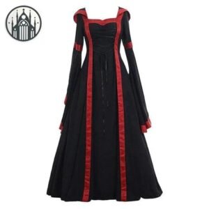 Robe Gothique Bouton Perle Soirée — Univers Gothique