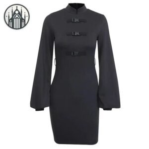Robe Gothique Carré Punk Noire — Univers Gothique