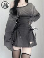 Robe Gothique Corset - Mini Robe Sombre Et Sexy - Xl