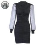 Robe Gothique Courte En Polyester Spandex & Coton - Noir Vif! - s