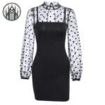 Robe Gothique Courte Vintage En Polyester Spandex & Coton - Guide De Taille - s