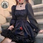 Robe Gothique Lolita Manches Bouffantes — Univers Gothique (vue 6)
