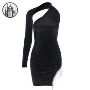 Robe Gothique Paillettes Asymétrique — Univers Gothique