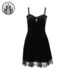 Robe Gothique En Velours Pour Femmes - Noire / s