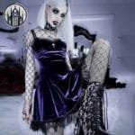Robe Gothique En Velours Pour Femmes - Violette / s