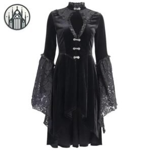 Robe Gothique Velours Vintage Courte — Univers Gothique