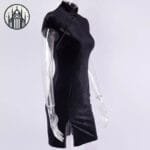Robe Gothique Japonaise: Manches Courtes En Polyester Velours - m