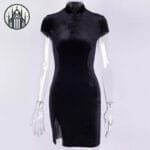 Robe Gothique Japonaise: Manches Courtes En Polyester Velours - s