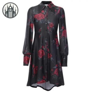 Robe Gothique Rose Rouge Polyester — Univers Gothique