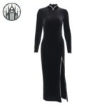 Robe Gothique Longue Fendue Noire — Univers Gothique