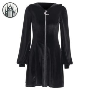 Robe Gothique Velours Noir Fendue — Univers Gothique