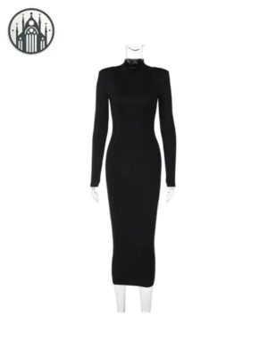 Robe Gothique Longue Col Cheminée — Univers Gothique