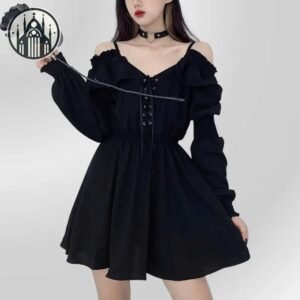 Robe Gothique Évasée Manches Longues — Univers Gothique