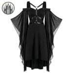 Robe Gothique Médiévale En Simili Cuir: Livraison Offerte! - Noir / l