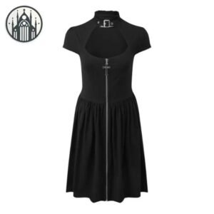 Robe Gothique Lucinda Col Roulé Coton — Univers Gothique