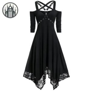 Robe Gothique Bretelles Noir Soirée — Univers Gothique
