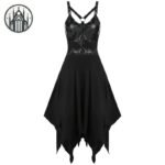 Robe Gothique Punk Plissée Noire — Univers Gothique