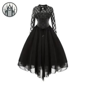 Robe Gothique Corset Tulle Dentelle — Univers Gothique