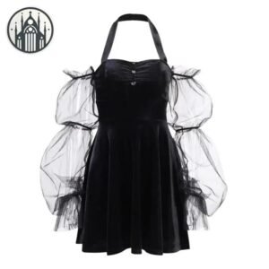 Robe Gothique Velours Manches Transparentes — Univers Gothique