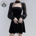 robe gothique rose a manches longues 366 Robe Gothique Rose à Manches Longues