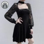 robe gothique rose a manches longues 751 Robe Gothique Rose à Manches Longues