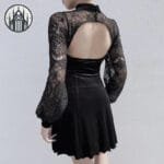 robe gothique rose a manches longues 967 Robe Gothique Rose à Manches Longues