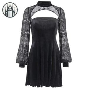 Robe Gothique Rose à Manches Longues 3 Robe Gothique Rose à Manches Longues - s