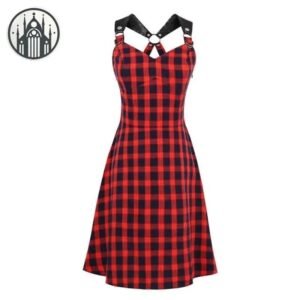 Robe Gothique Carreaux Rouge Noir — Univers Gothique