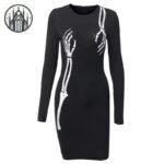 Robe Gothique Crâne Soirée Noire — Univers Gothique
