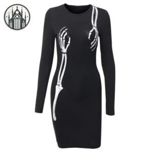 Robe Gothique Crâne Soirée Noire — Univers Gothique