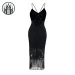 Robe Gothique Velours Bretelles Croisées — Univers Gothique (vue 2)