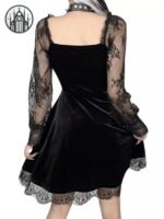 Robe Gothique Velours Dentelle Noire — Univers Gothique (vue 5)