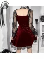 Robe Gothique Velours Dentelle Noire — Univers Gothique (vue 3)