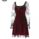 Robe Gothique Velours Dentelle Noire