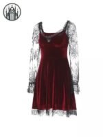 Robe Gothique Velours Dentelle Noire — Univers Gothique