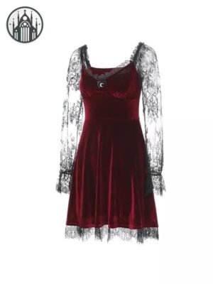 Robe Gothique Velours Dentelle Noire — Univers Gothique