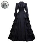Robe Gothique Victorienne En Fibre Synthétique Volantée - Xs