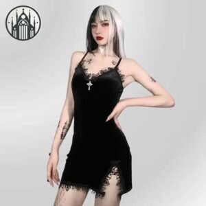 Robe Gothique Victorienne Velours Dentelle — Univers Gothique