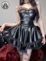Robe Gothique Simili Cuir A-Line — Univers Gothique (vue 4)