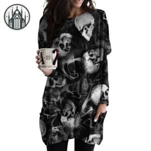 Robe Gothique Tête Mort Imprimée — Univers Gothique