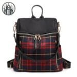 Sac à Dos Gothique Emo En Carreaux Rouges Et Noirs - Rouge