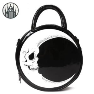 Sac Gothique PU Rond Tête-de-Mort — Univers Gothique