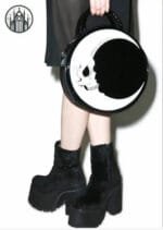 Sac à Main Gothique En Forme Ronde: Lune Et Tête De Mort - Lune