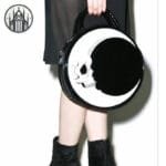Sac à Main Gothique En Forme Ronde: Lune Et Tête De Mort - Lune