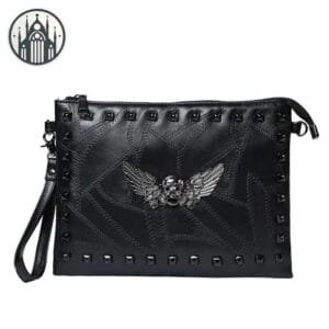 Sac Gothique Rock: Crâne Ailé Et Matière Noire! 2 Sac Gothique Rock: Crâne Ailé Et Matière Noire! - Noir